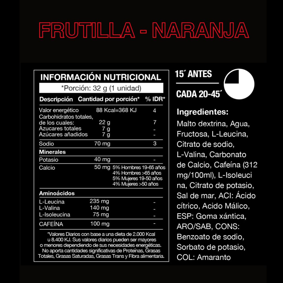Energy Gel Frutilla Naranja Full Cafeina 100MG x 14U