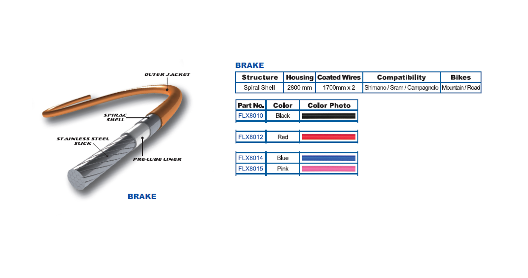 Funda Y Cable De Freno Estructura Espiral Shell Flx Quaxar