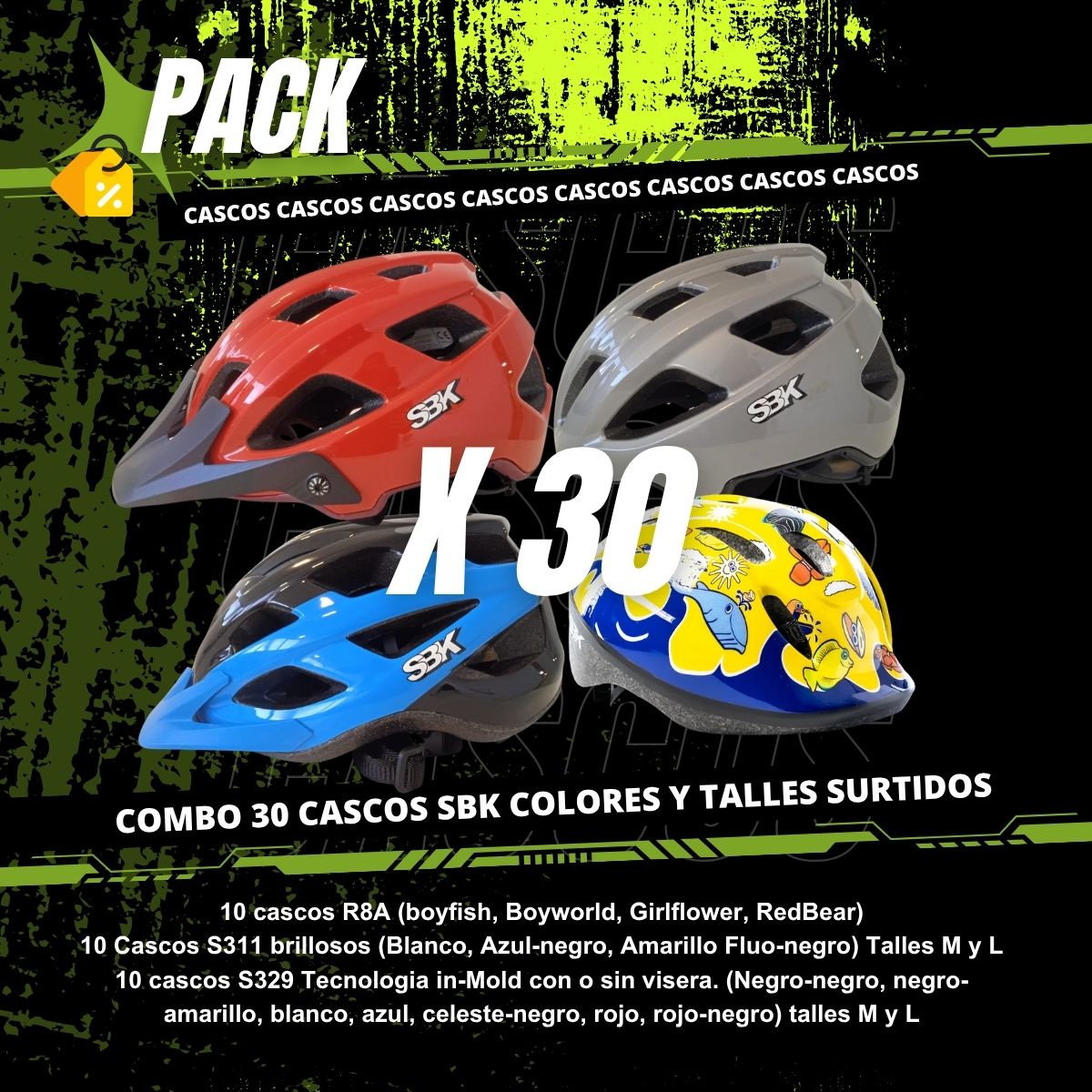 Combo Cascos SBK Adultos e infantiles