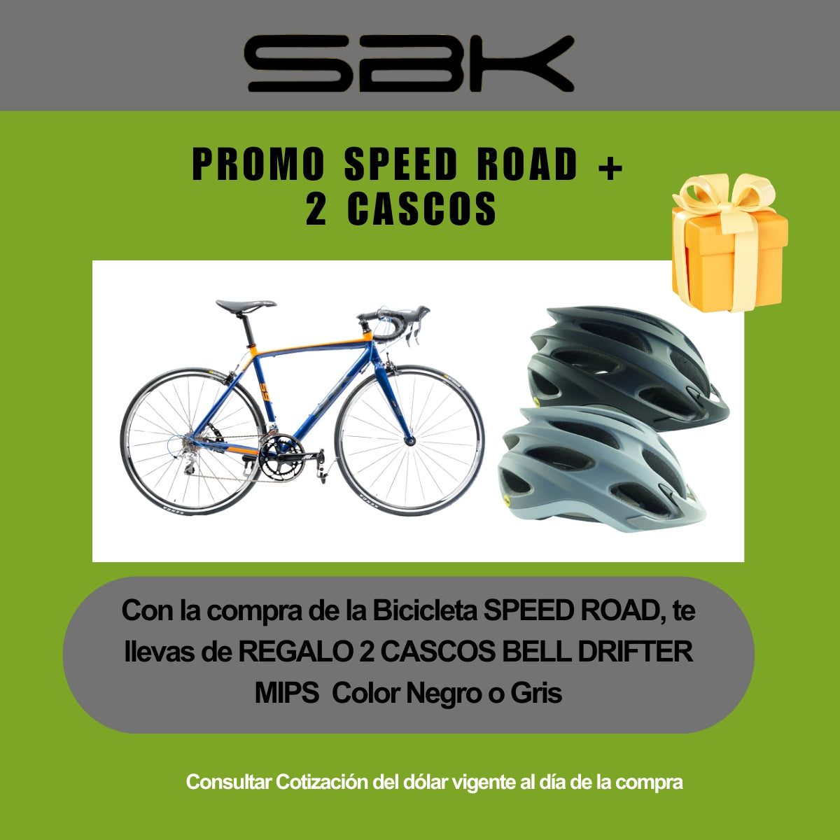 BICICLETA SBK SPEED ROAD S9 + 2 cascos Drifter Bell MIPS de regalo